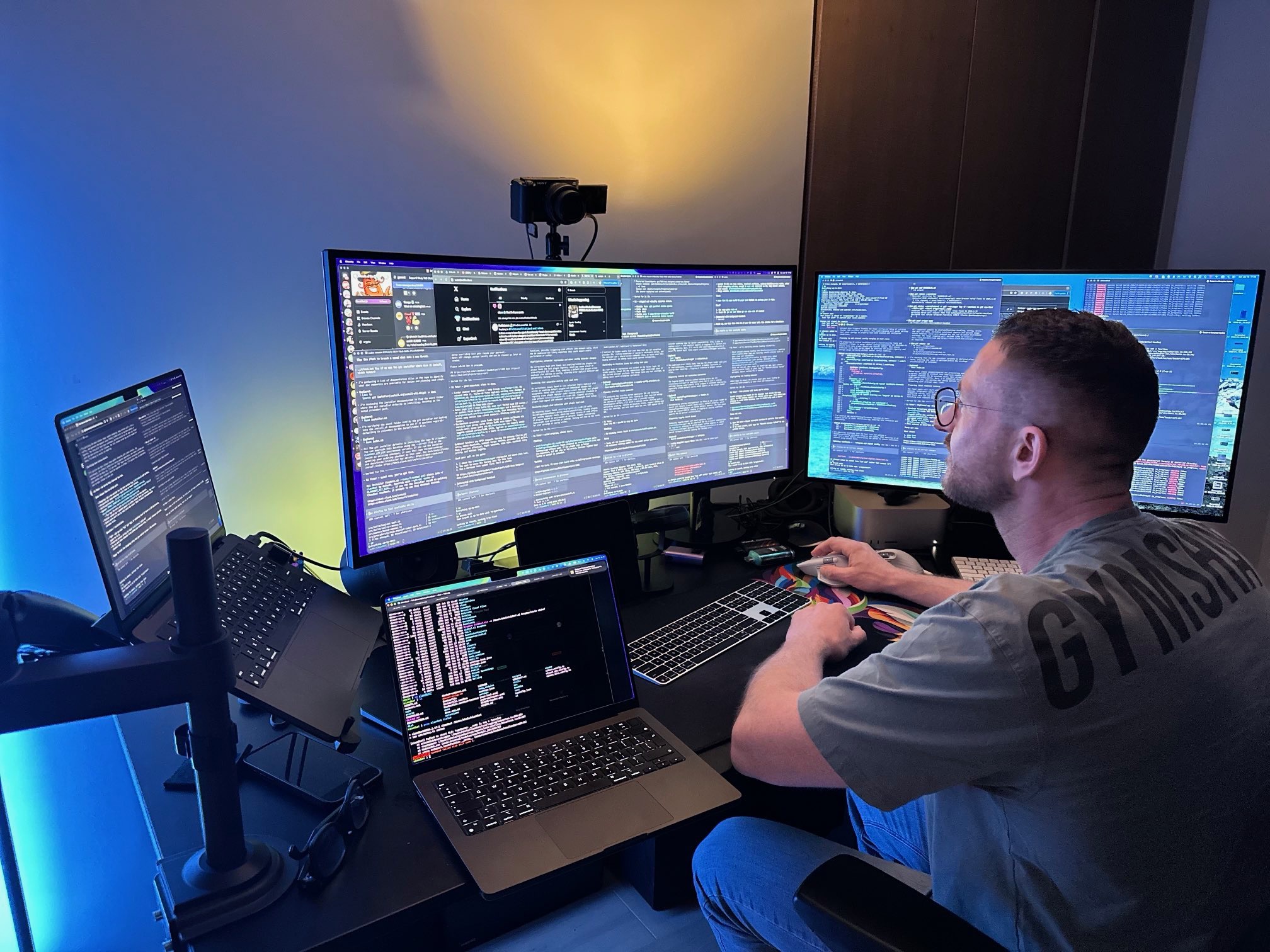 OpenClaw power user at a multi-monitor desk setup