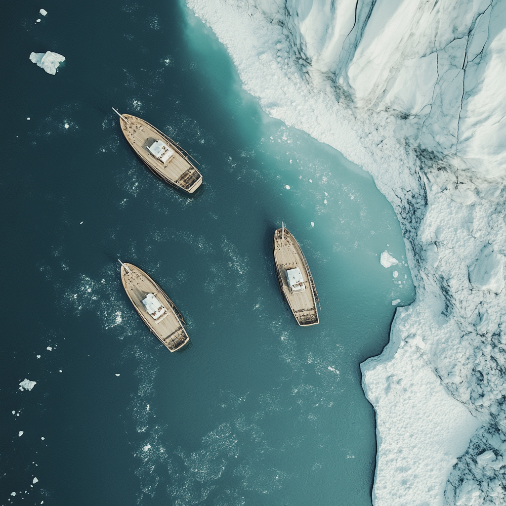 Ships in arctic ocean